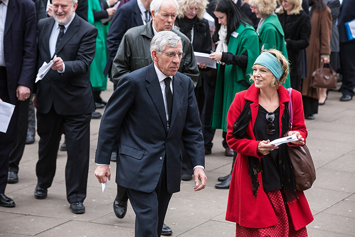 Tony Benn's funeral: Former Labour Home Secretary Jack Straw attends the funeral service