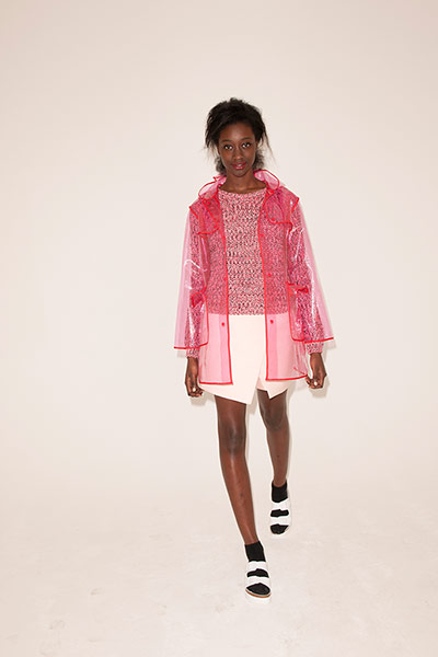 All Ages anoraks: pink see through anorak jumper white skirt white sandals