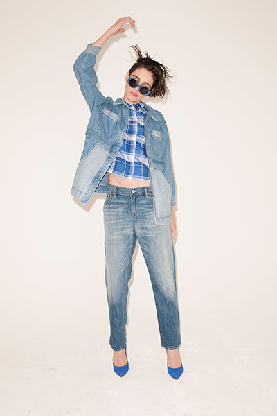 All Ages anoraks: blue anorak jeans blue shirt blue high heeld shoes