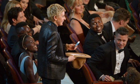 Lupita Nyong'o, Ellen DeGeneres and Brad Pit.