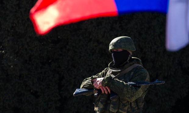 Armed military personnel in Simferopol, Crimea