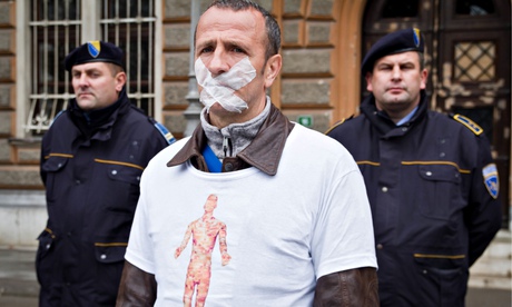 Protest outside presidential palace, Sarajevo