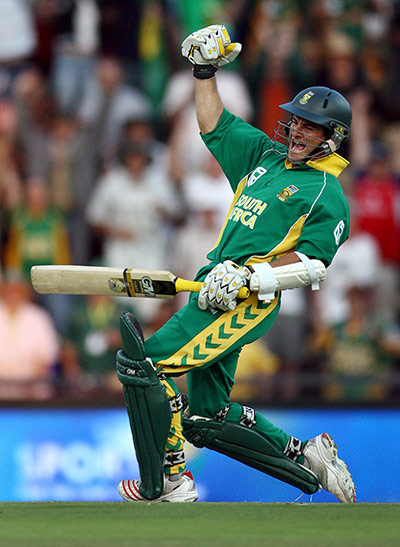 Graeme Smith's career: South African wicketkeeper Mark Boucher ce;ebrates