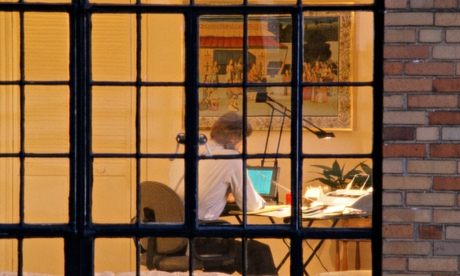 Man at computer at home