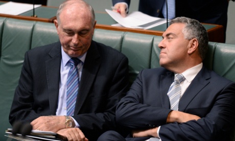 Warren Truss and Joe Hockey during the many votes on procedures around the Qantas bill.