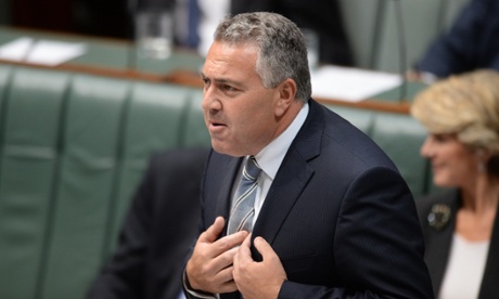 Treasurer Joe Hockey hams it up for question time.