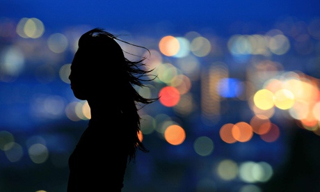 Silhouette of young woman