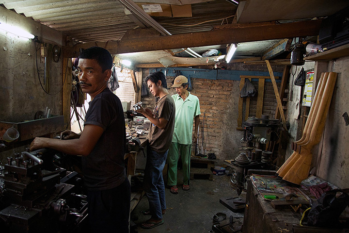 Air rifle capital: Gunsmiths work in a small air rifle factory