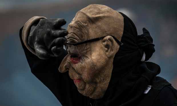 A demonstrator takes part in a protest in Altamira, in Caracas, Venezuela.