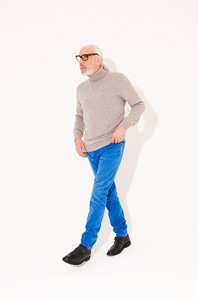All Ages blue: beige jumper blue trousers black shoes