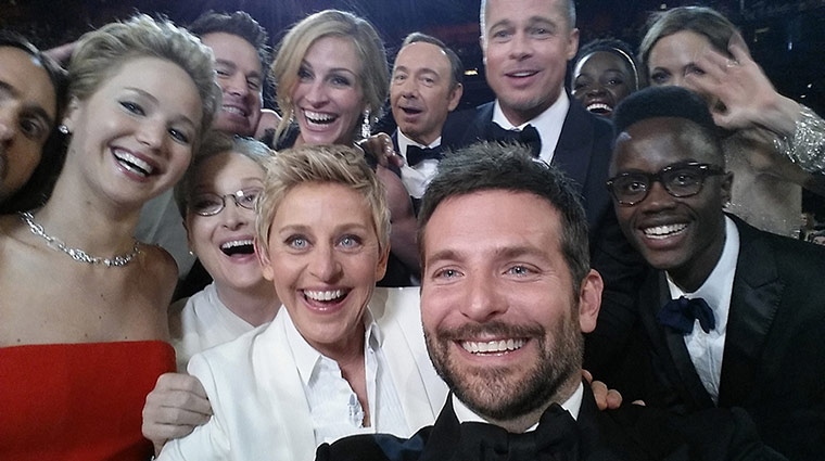 20 Photos: Host Ellen DeGeneres poses for a selfie at the Academy Awards