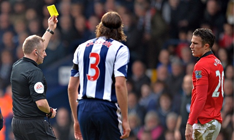 Robin van Persie, the Manchester United striker, could have been sent off at West Bromwich Albion