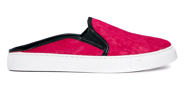 comfy shoes: Leather red mule plimsolls