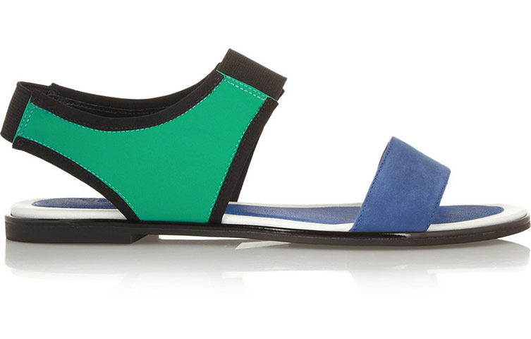 comfy shoes: Colour block leather and neoprene sandals