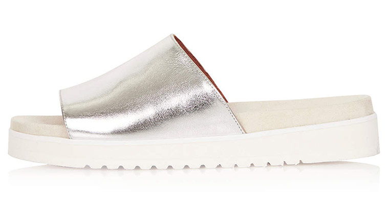 comfy shoes: Silver pool slider