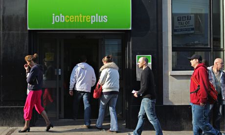 Job seekers at a job centre