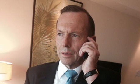Tony Abbott tweeted this picture of himself on the phone with the caption: 