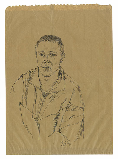 Mik Artistik portraits: Mik Artistik paper bag portraits