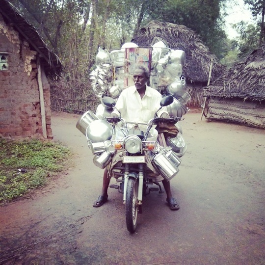 'An interior village in Tiruvaraur district of Tamil Nadu, where you get mobile vendors selling utensils at door step.'