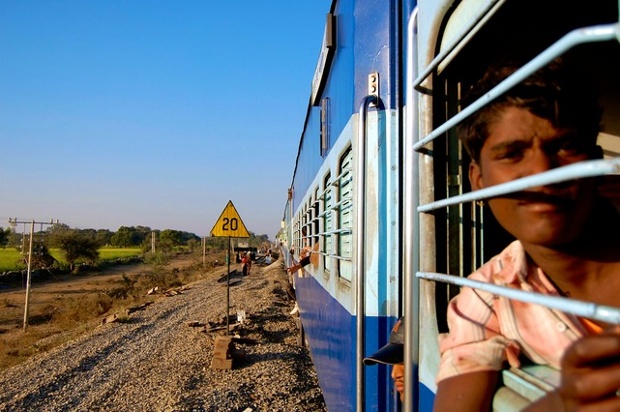 View from a train traversing Rajasthan.