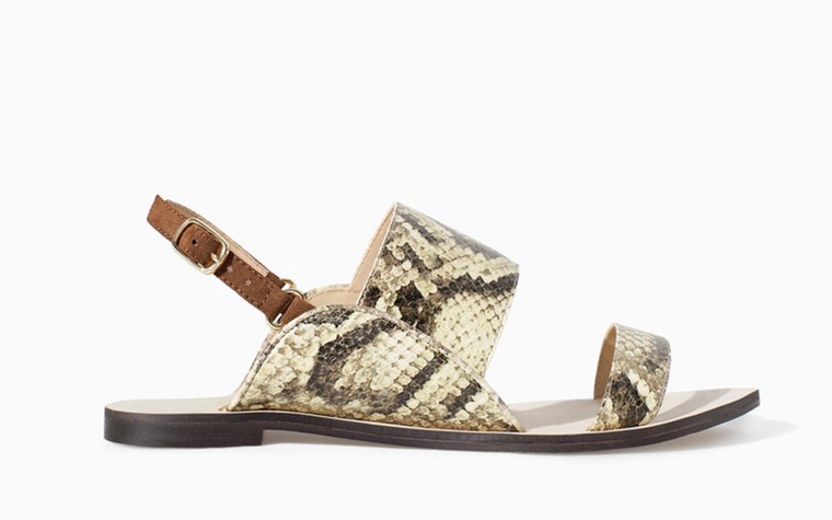 50 best flat sandals: 50 of the best flat sandals - snakeskin sandals by Zara