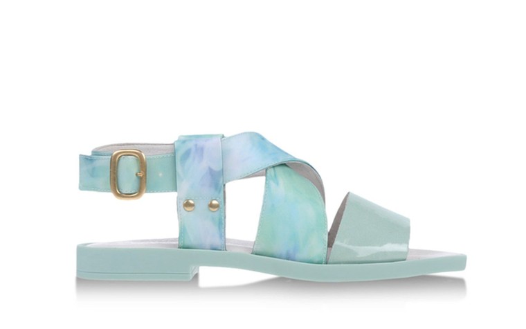 50 best flat sandals: 50 of the best flat sandals - mint green with gold buckle by miista