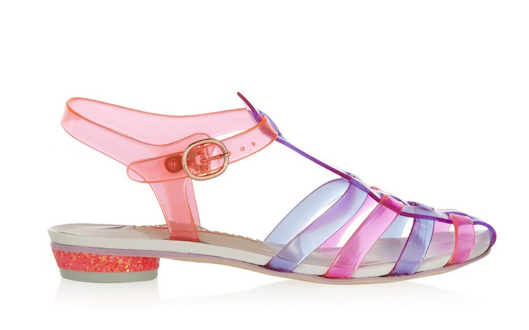 50 best flat sandals: 50 of the best flat sandals - pink & purple jelly sandals by sophia webster