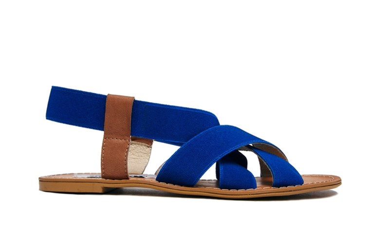 50 best flat sandals: 50 of the best flat sandals - blue with brown sole by steve madden