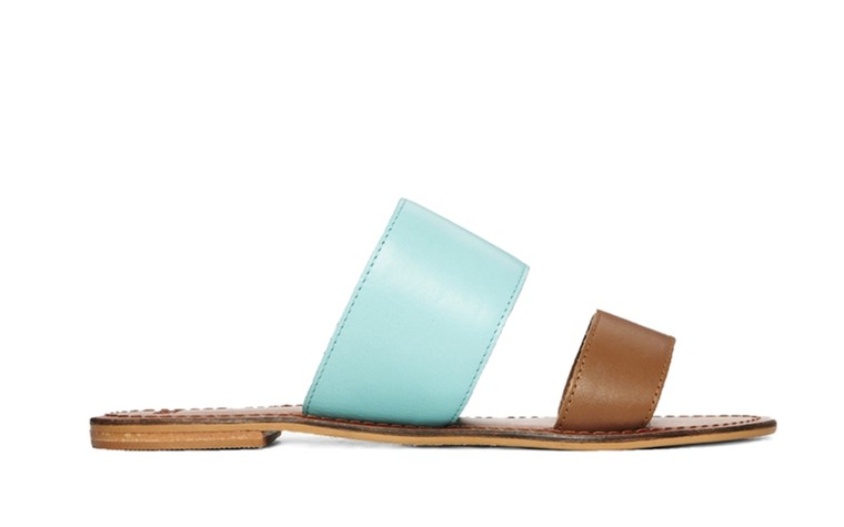 50 best flat sandals: 50 of the best flat sandals - tan and mint slides by ASOS