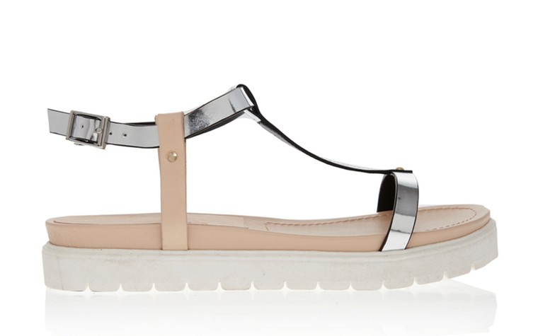 50 best flat sandals: 50 of the best flat sandals - nude, white sole, silver strap by kurt geiger