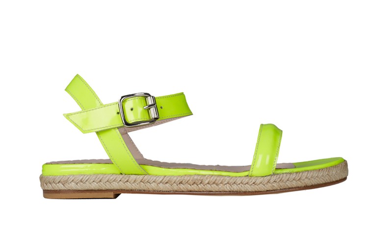 50 best flat sandals: 50 of the best flat sandals-neon green w espadrille sole opening ceremony