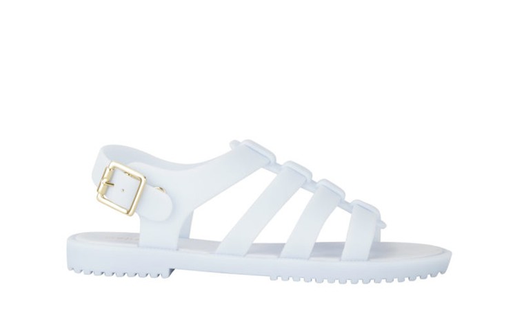 50 best flat sandals: 50 of the best flat sandals - white rubber with gold buckle by Melissa