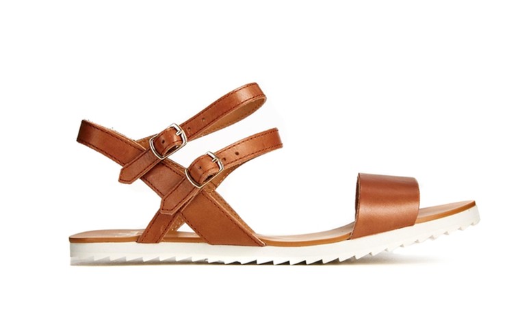 50 best flat sandals: 50 of the best flat sandals - tan with jagged white sole by Shelly's London
