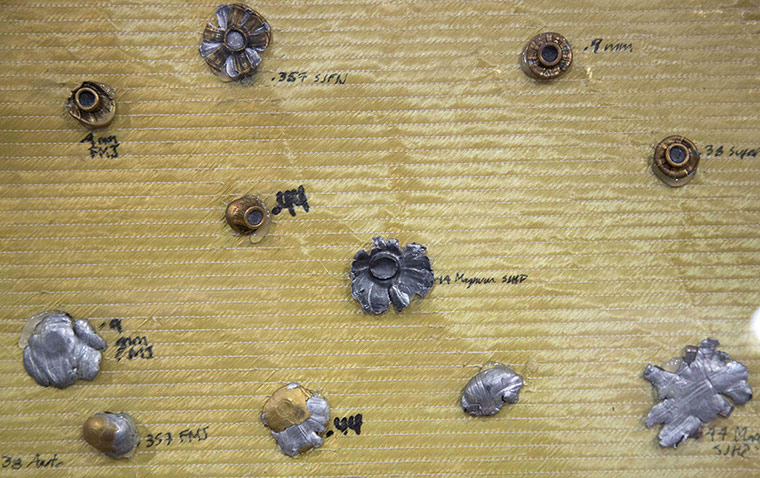 20 Photos: Bullets after impact on a flak jacket at the Security Expo in Mexico