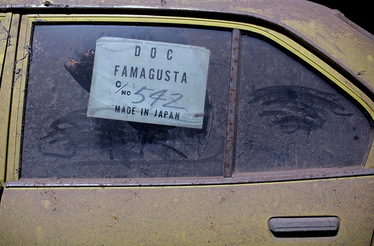 From the agencies: An import sticker on the window of a car in the buffer zone in Nicosia