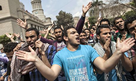 Egyptian students, supporters of the Muslim Brotherhood and ousted Islamist president Mohamed Morsi,