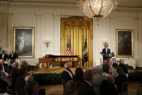 US President Barack Obama speaks at an Easter Prayer Breakfast at the White House in Washington, DC on April 14, 2014. 