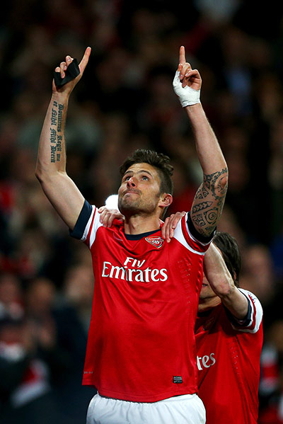 Arsenal v West Ham: Olivier Giroud celebrates