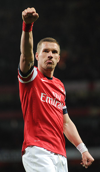 Arsenal v West Ham: Podolski celebrates