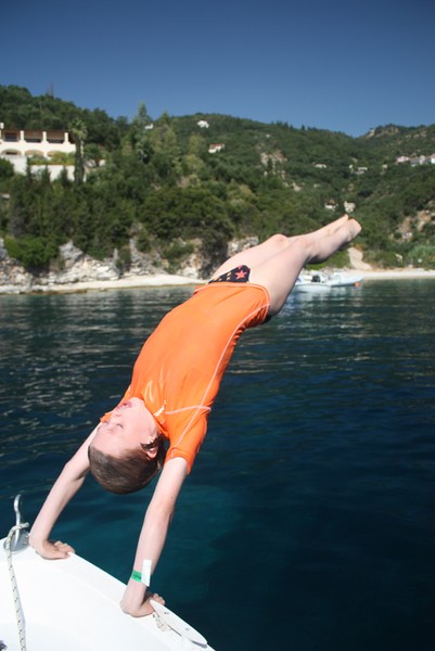 In pictures: 'A slightly unorthodox dive off the boat in Corfu.'