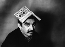 Gabriel Garcia Marquez with a copy of his book One Hundred Years of Solitude, 1975