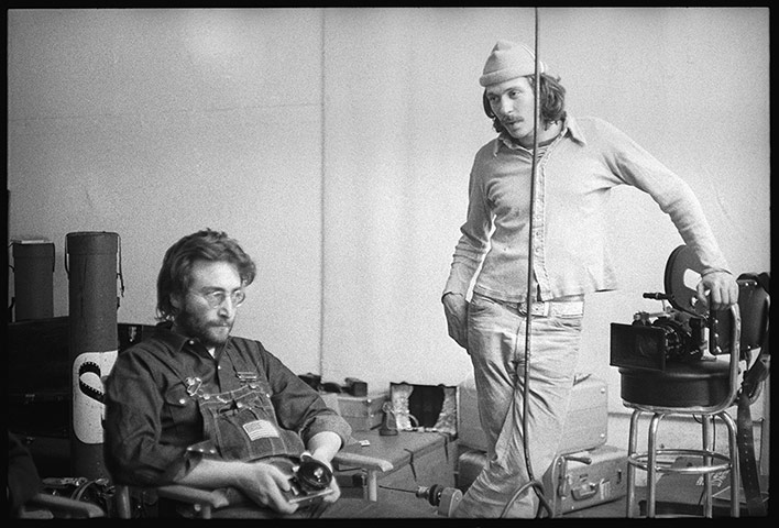 Danny Lyon: Danny Seymour with his Arriflex and John Lennon 