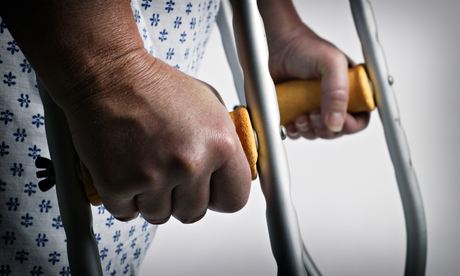 NHS patient on crutches