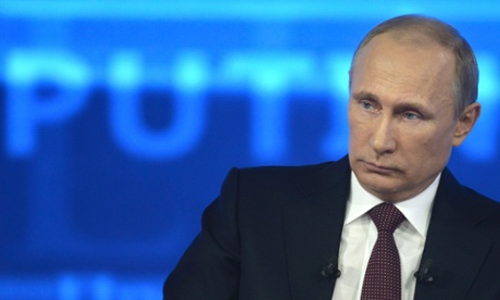 Vladimir Putin during the nationwide phone-in in Moscow.