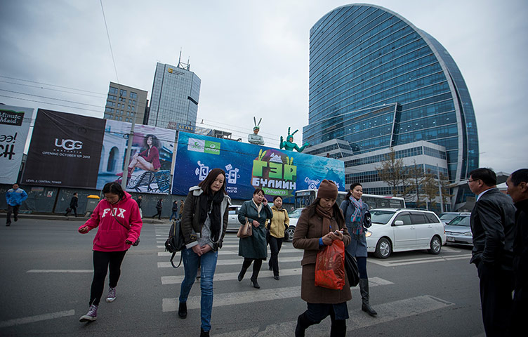 Mongolia gallery: Pedestrians on the morning walk to work in Ulan Bator.