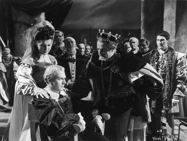 Laurence Olivier, seated, in the 1948 film Hamlet