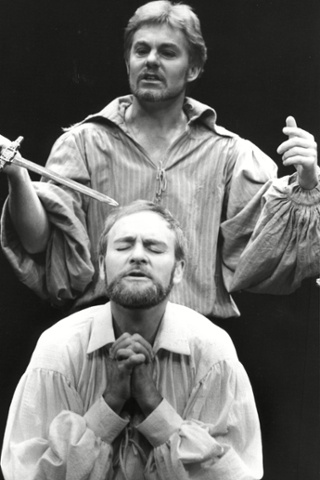 Derek Jacobi As Hamlet And Julian Glover As The King Of Denmark In Play 'hamlet' At The Old Vic.