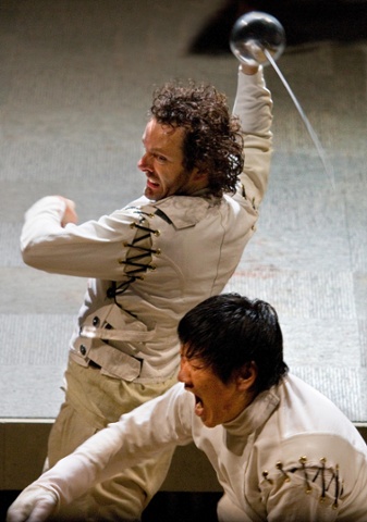 Michael Sheen as Hamlet and Benedict Wong as Laertes HAMLET by William Shakespeare performed at The Young Vic Theatre, London,  November 2011