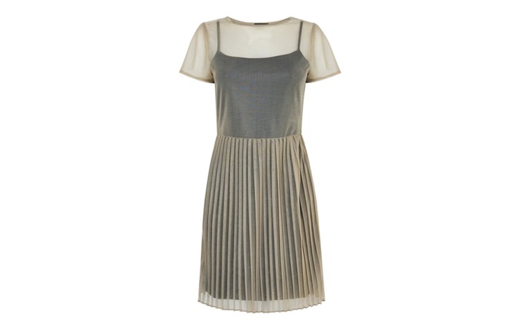 Spring 2014 buys: Spring 2014 buys - sheer metallic pleated midi dress with inside slip