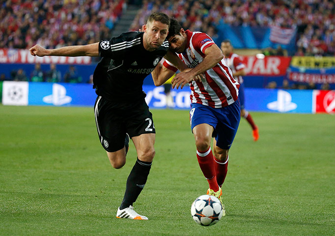 Atletico v chelsea: Diego Costa and Gary Cahill 